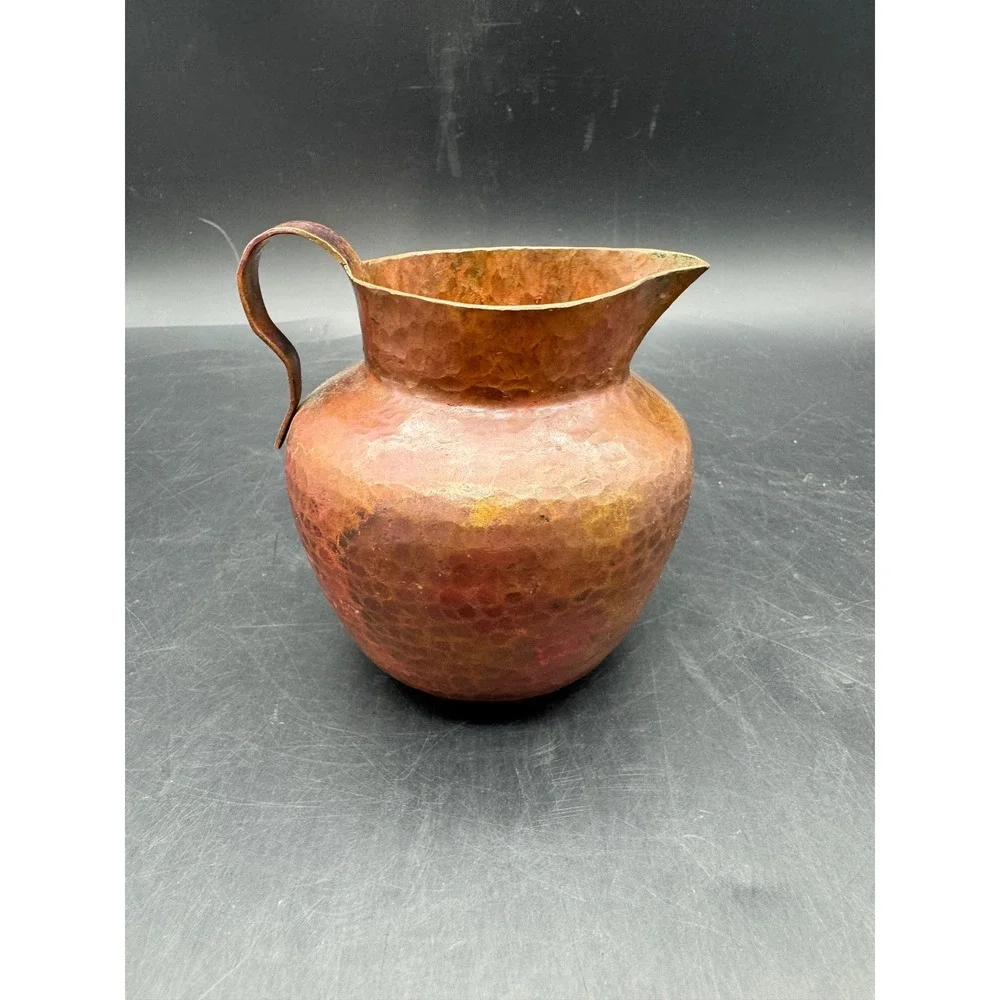 Vintage Hand Hammered Copper Pitcher Jug Rustic Farmhouse Vase 4.5